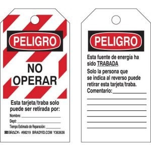 Tarjeta de bloqueo peligro no operar PEQUEÑAS M-98219