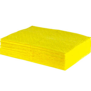Paños Absorbente para Químicos, color amarillo 40cm x 50cm x 100 UND
