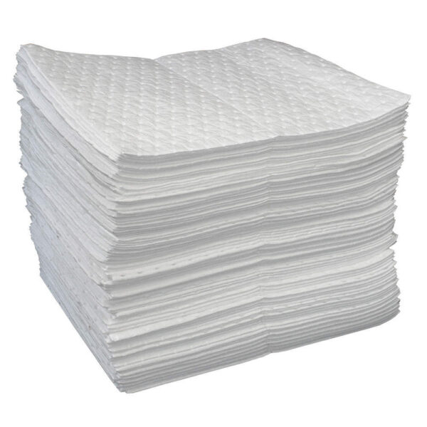 Paños absorbentes para hidrocarburos, color Blanco 40cm x 50cm x 100 UND